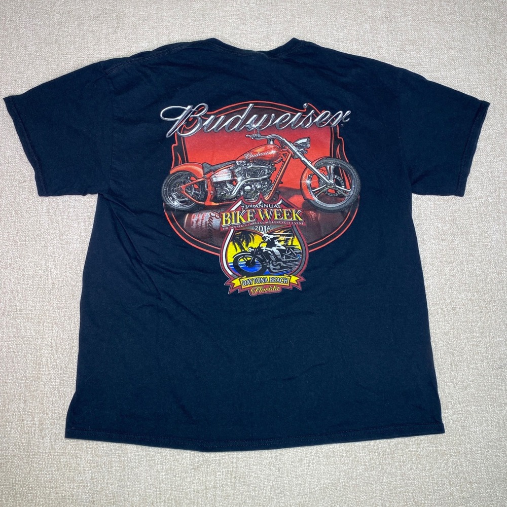 Budweiser 73rd Annual Bike Week 2014 Daytona Beach Tee Mens XL Gildan T Shirt
